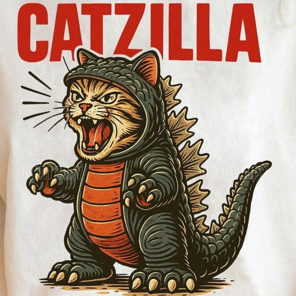 Catzilla T-shirt, Cute Meme Cat Shirt, Sarcastic Cat Shirt - Picture 2 of 4